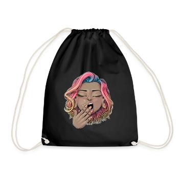 Reva Prisma yawning face - Drawstring Bag - black - Front