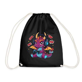 Gamer Gaming Dragon Kids - Drawstring Bag - black - Front