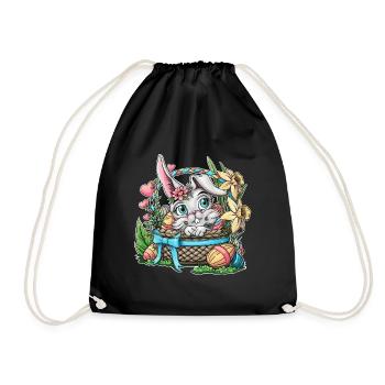 Lapin de Pâques dans un panier - Sac de sport léger - noir - Devant