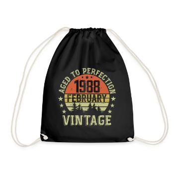 February 1988 - February 1988 Birthday Gift - Drawstring Bag - black - Front