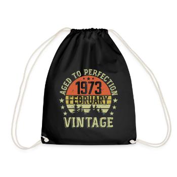 February 1973 - February 1973 Birthday Gift - Drawstring Bag - black - Front