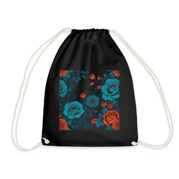 Beautiful colorful flowers pattern - Drawstring Bag - black - Front