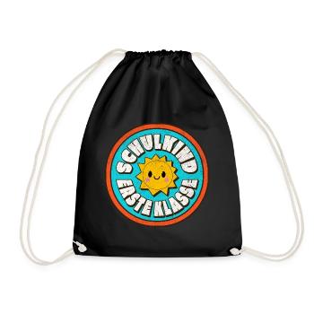 Erste Klasse Schulkind Retro Sonne Shirt 1. Klasse - Turnbeutel - Schwarz - Vorne