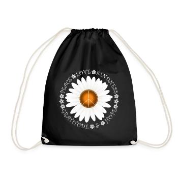 Peace Love KIndness Daisy Design - Drawstring Bag - black - Front