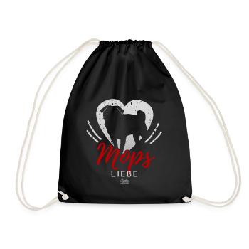 Mops-Liebe-Silhouette - Turnbeutel - Schwarz - Vorne