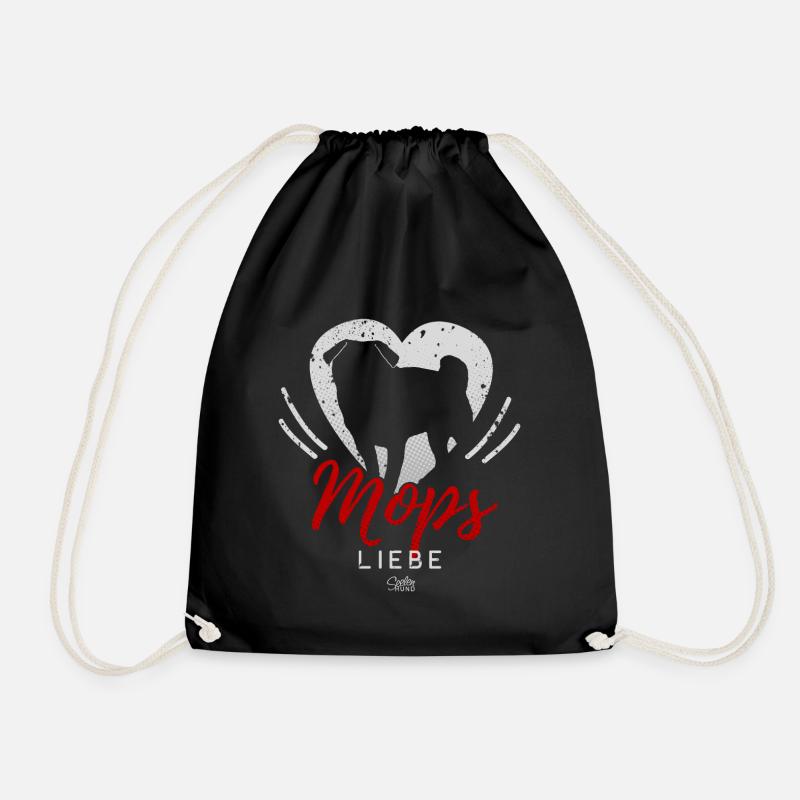 Mops-Liebe-Silhouette - Turnbeutel - Schwarz