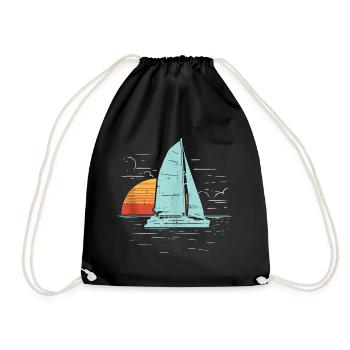 retro boat voile anchor sail sailing - Turnbeutel - Schwarz - Vorne