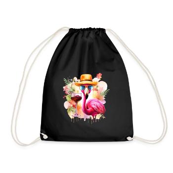 Cooler Flamingo Sonnenbrille Hut Party Alkohol - Turnbeutel - Schwarz - Vorne