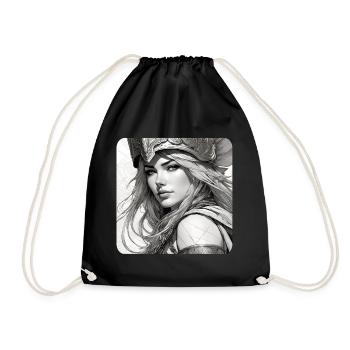 Fantasy Anime Girl Wikinger Germanen Mittelalter - Turnbeutel - Schwarz - Vorne
