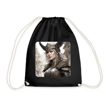 Fantasy Anime Fille Viking Germanique Trigues Moyen Âge - Sac de sport léger - noir - Devant