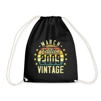 Vintage March 2009 Vintage Birthday Gift 2009 - Drawstring Bag - black - Front
