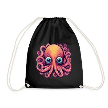 Süsser Tintenfisch Oktopus Geschenkidee - Turnbeutel - Schwarz - Vorne