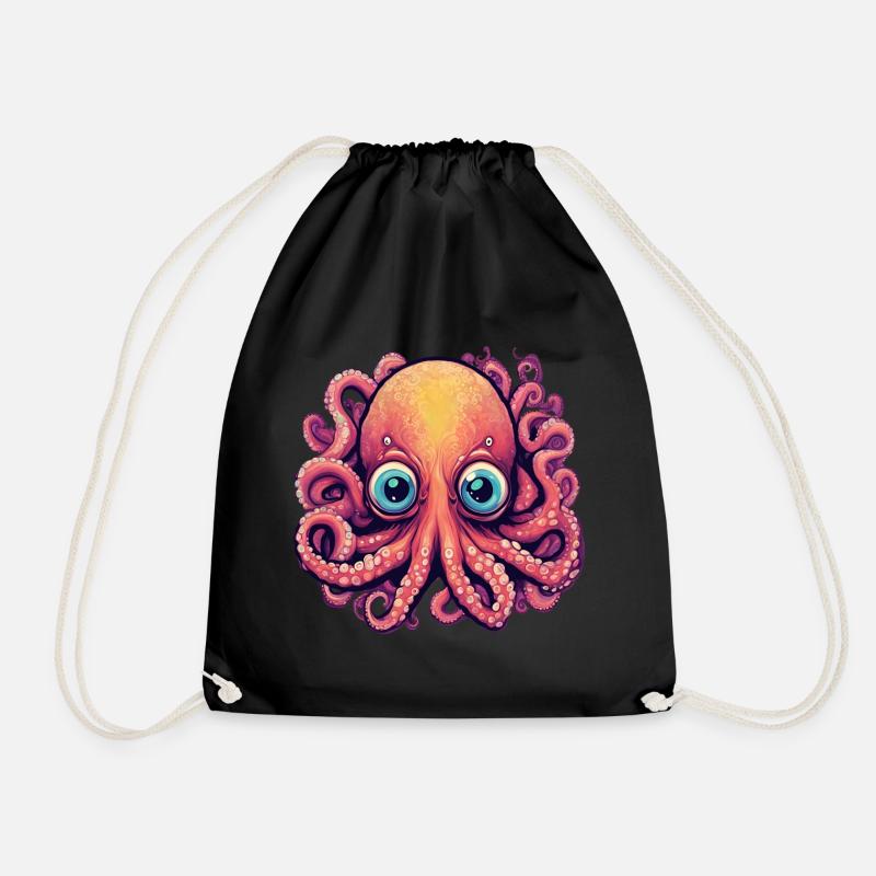 Süsser Tintenfisch Oktopus Geschenkidee - Turnbeutel - Schwarz