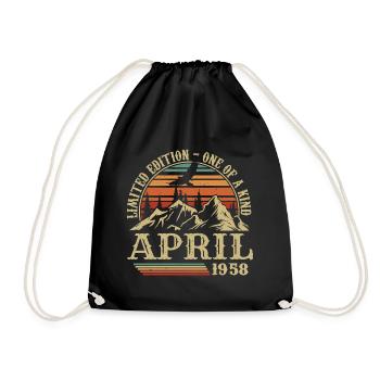 Best Birthday Gift April 1958 - Drawstring Bag - black - Front