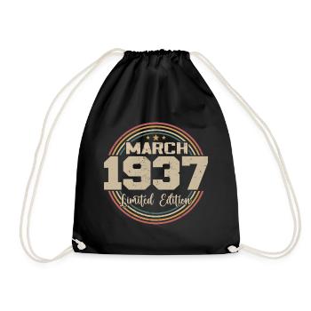 Awesome seit März 1937 Geburtstag 1937 Geschenk - Turnbeutel - Schwarz - Vorne