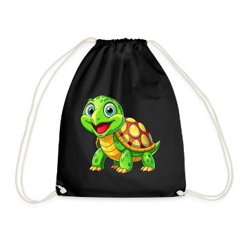 Mega Cute Turtle - Drawstring Bag - black - Front