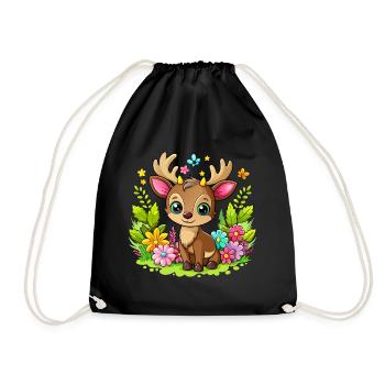 Cute Baby Moose - Drawstring Bag - black - Front