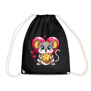 Cheese Loving Mouse - Drawstring Bag - black - Front