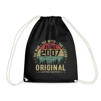 2007 Juin 2007 Anniversaire Juin 2007 Juin Cadeau - Sac de sport léger - noir - Devant