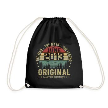 2013 June 2013 Birthday June 2013 June Gift - Drawstring Bag - black - Front