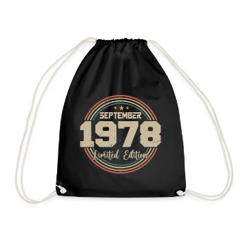 September 1978 Birthday Gift 1978 - Drawstring Bag - black - Front