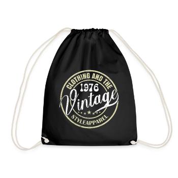 Jahrgang 1976 Retro 1976 Geburtstagsgeschenk 1976 - Turnbeutel - Schwarz - Vorne