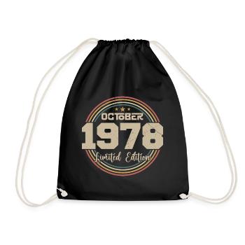 Born in October 1978 Retro Anniversary October 1978 - Drawstring Bag - black - Front