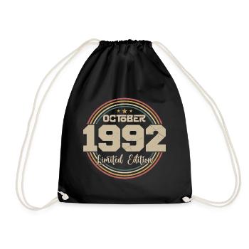 Born in October 1992 Retro Birthday October 1992 - Drawstring Bag - black - Front