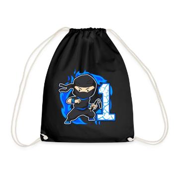 Ninja 1. Geburtstag Junge 1 Jahr alt Ninjas - Turnbeutel - Schwarz - Vorne