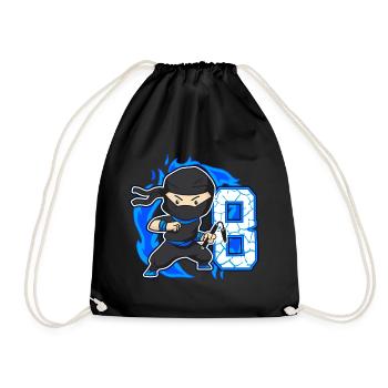 Ninja 8th Birthday Boy 8 years old Ninjas - Drawstring Bag - black - Front
