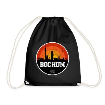 Bochum skyline with coat of arms - Drawstring Bag - black - Front