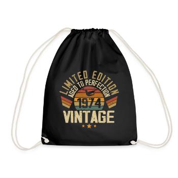 Vintage 1974 Retro 1974 Birthday Gift - Drawstring Bag - black - Front