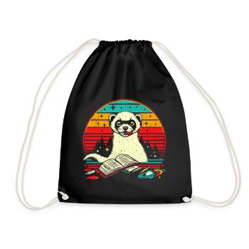 Funny Ferret Gift - Drawstring Bag - black - Front