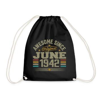 June 1942 Birthday Gift June 1942 June - Drawstring Bag - black - Front