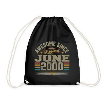 June 2000 Birthday Gift June 2000 June - Drawstring Bag - black - Front