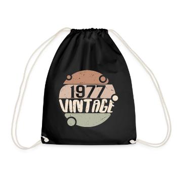 Jahrgang 1977 Retro Geschenke 1977 Jahrgang 1977 - Turnbeutel - Schwarz - Vorne