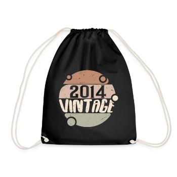 Jahrgang 2014 Retro Geschenke 2014 Jahrgang 2014 - Turnbeutel - Schwarz - Vorne