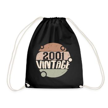Jahrgang 2001 Retro Geschenke 2001 Jahrgang 2001 - Turnbeutel - Schwarz - Vorne