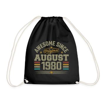 Août 1980 Anniversaire Août 1980 August 1980 Rétro - Sac de sport léger - noir - Devant