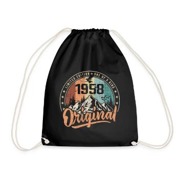 Original 1958 Retro Geburtstagsgeschenk Geboren 1958 - Turnbeutel - Schwarz - Vorne