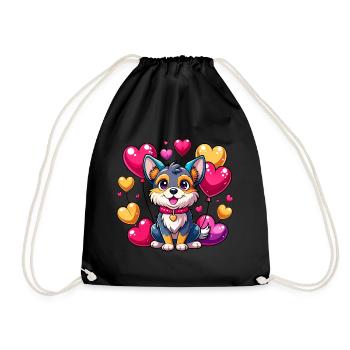 Chien avec des ballons colorés - Sac de sport léger - noir - Devant