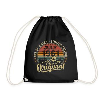 July 1961 Original 1961 July 1961 Gift - Drawstring Bag - black - Front