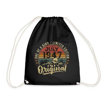July 1947 Original 1947 July 1947 Gift - Drawstring Bag - black - Front