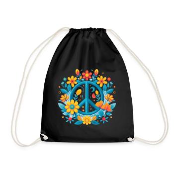 Peace Love 60's 70's Groovy Costume Flowers - Sac de sport léger - noir - Devant