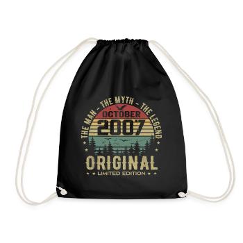 Man Birthday Gift 2007 October 2007 - Drawstring Bag - black - Front
