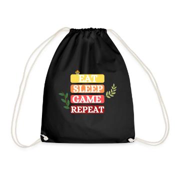 Eating / Sleeping / Gambling / Repeating - Drawstring Bag - black - Front