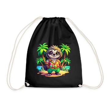 Cute holiday sloth - Drawstring Bag - black - Front
