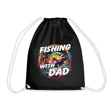 Pêche avec papa avec un design de poisson coloré - Sac de sport léger - noir - Devant