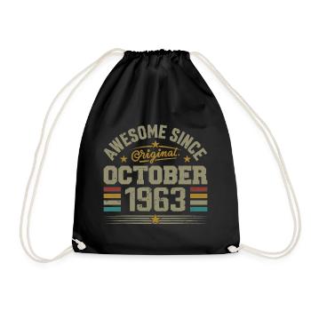 Born in October 1963 | Birthday October 1963 - Drawstring Bag - black - Front