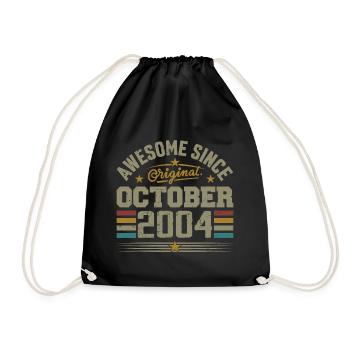Born in October 2004 | Birthday October 2004 - Drawstring Bag - black - Front